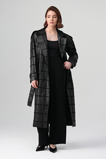 tugfashion Riva Deri Detaylı Kap Siyah
