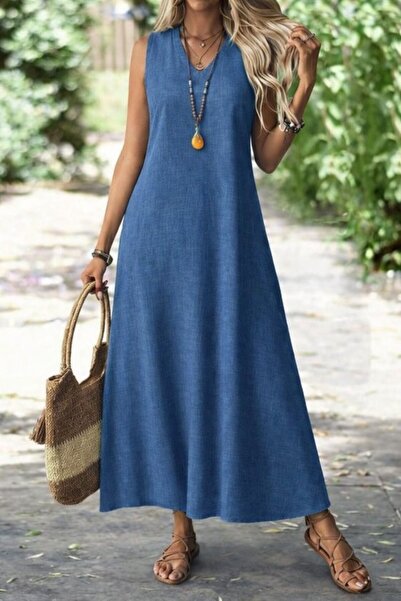 DRESSIFY WOMEN’S FASHION Γυναικείο μακρύ φόρεμα με τιράντες και λαιμόκοψη V