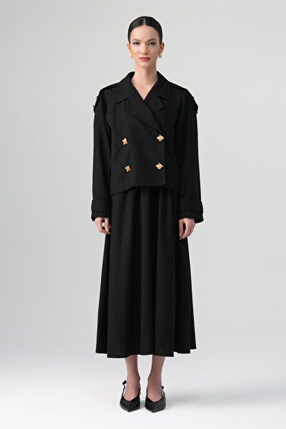 tugfashion Sare Kruvaze Blazer Siyah
