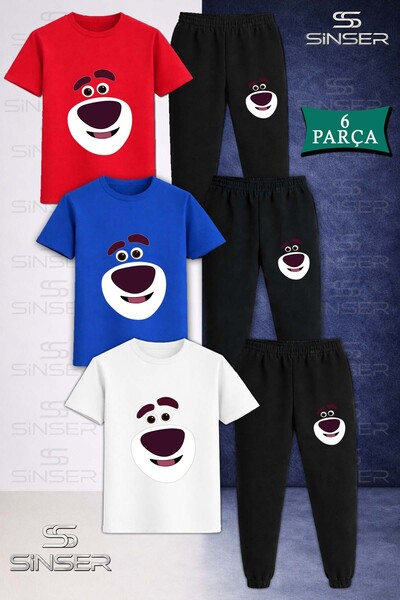 SS SİNSER Παιδικό σετ φόρμας με μπλουζάκι 3 τεμαχίων με χαμογελαστό αρκουδάκι