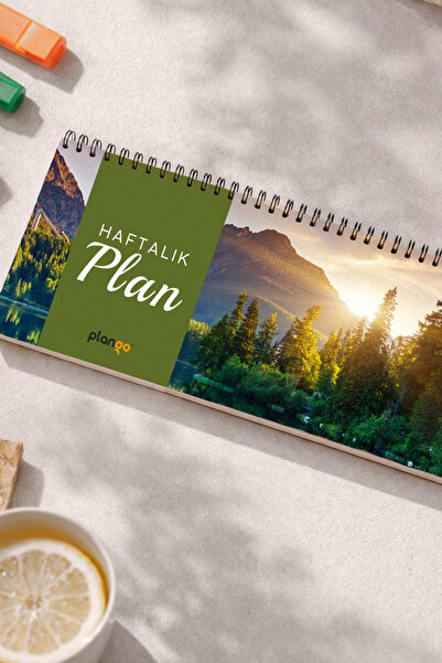 Plango Tarihsiz Spiralli Haftalık Masaüstü Planlayıcı - Orman - 10x30 cm