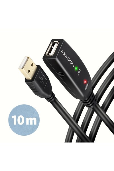 Axagon Cablu USB-A - USB-A 10 m Negru (ADR-210)