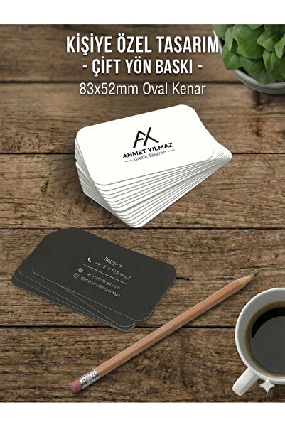 Çift Yön Baskılı Oval Kesimli Kartvizit 100 adet