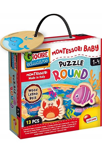 Lisciani Puzzle Montessori 13 piese din lemn Animale marine 96916