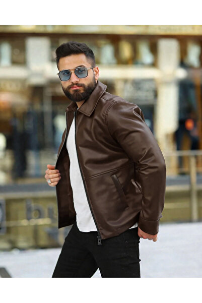 BASEL.CO ΑΝΔΡΙΚΟ ΔΕΡΜΑΤΙΝΟ ΜΠΟΥΦΑΝ ΜΕ ΦΕΡΜΟΥΑΡ SLIM FIT