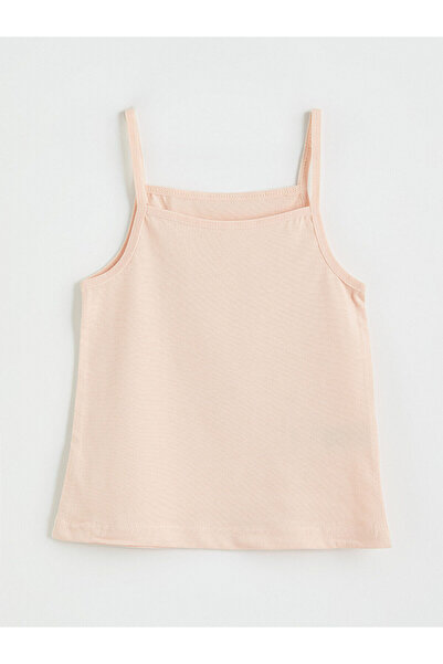 LC Waikiki Pink Square Neck Strap-Strapped Girls' Undershirt