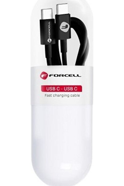 Forcell Cablu USB-C la USB-C 2.0 QC3.0 PD 48W C293 TUBA negru 1 metru.