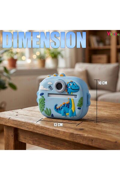 Fillikutum Sevimli Unicorn ve Dinozor Seçenekli Çocuk Kamerası – Anında Baskı Mini Fotoğraf Makinesi Kabartmalı