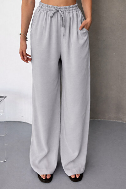 Feela Moda Pantaloni palazzo cu talie elastică țesute modal pentru femei 2016