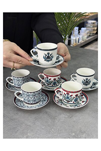 Doğudeko Luxury Porcelain Vintage 6-Piece Cup Set