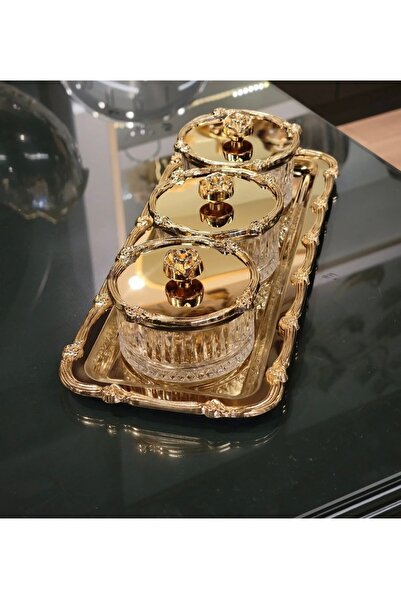 cicizuccaciye Gül Detaylı Gold İkramlık / Çerezlik