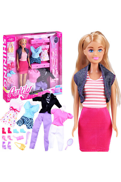 ANLILY Păpușă cu haine, ținute, pantofi și accesorii ZA2457