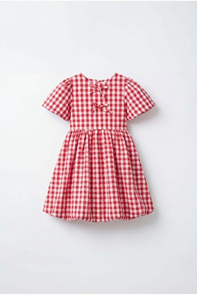Magu Κοριτσίστικο βαμβακερό κόκκινο φόρεμα ποτικάρε