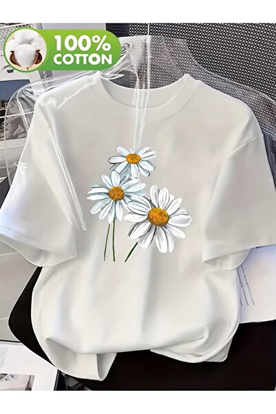 yombaa Majica kratkih rukava sa cvetnim printom - mekana bluza sa okruglim iz...