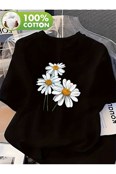 yombaa Floral Print Short Sleeve T-Shirt - Soft Round Neck Blouse, Suitable f...