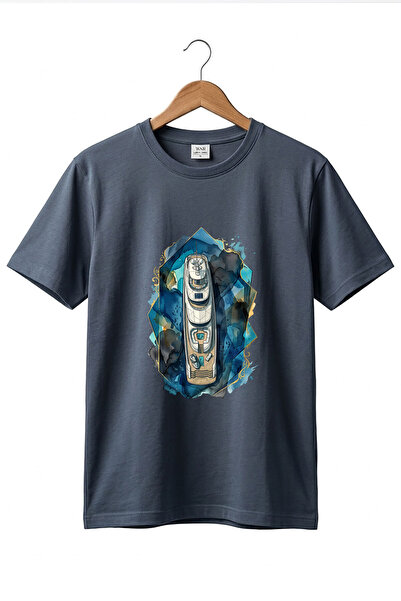 onsrawear Unisex Yacht and Sea Themed Watercolor Patterned Crew Neck Cotton B...