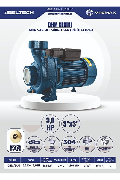 İBELTECH BAKIR SARGILI MİKRO SANTRİFÜJ SULAMA POMPASI 3 HP 3İNCH