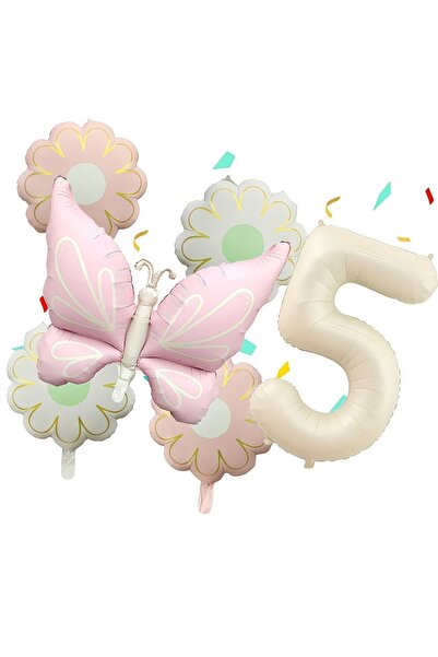 ÇITIPITISTORE Ροζ ματ μπαλόνια πεταλούδας με αριθμούς ηλίανθου, σετ μπαλονιών...