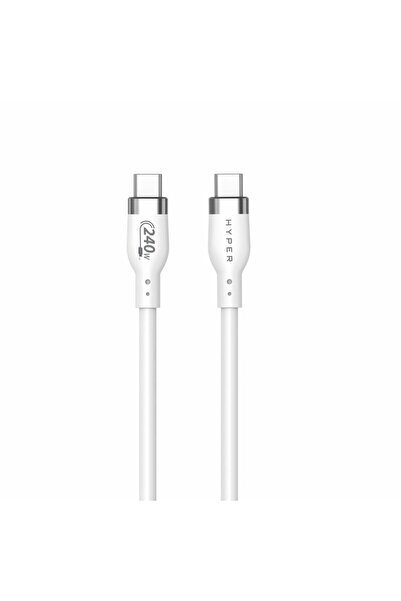 Hyper USB кабел 2М USB-C кабел за зареждане бял/черен силиконов 240W