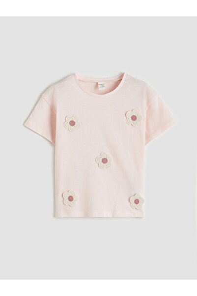 LC Waikiki LCW Kids Crew Neck Embroidered Girls' T-Shirt
