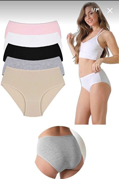 Dj Women's High Waist 100% Cotton Briefs 6-Pack -Turkia