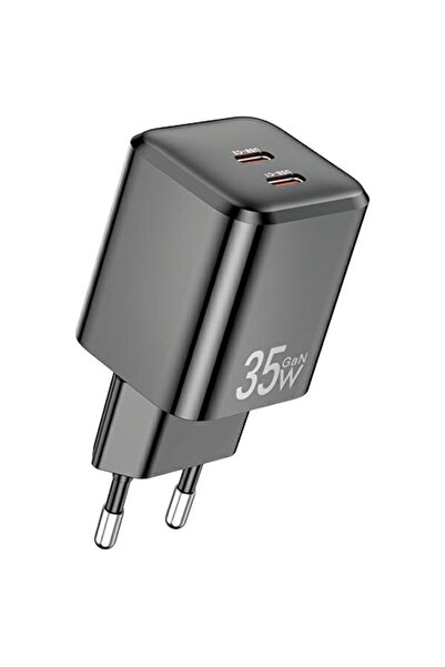 AWEI PD65-EU GaN 35W 2xUSB-C încărcător de perete negru
