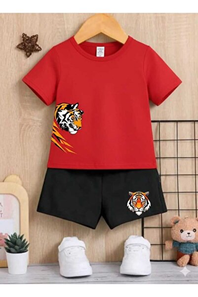 Nice Clothes Summer Children's T-Shirt Shorts Unisex (Side Tiger Print)