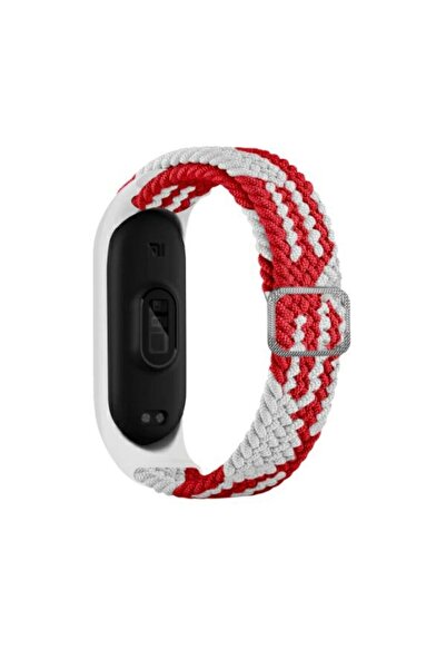 Beline Curea textilă roșu/alb pentru Mi Band 7/6/5