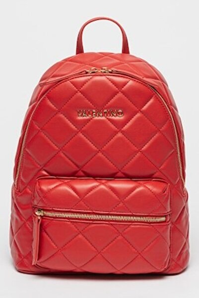 Valentino Bags Καπιτονέ Δερμάτινο Σακίδιο Πλάτης Ocarina, Σκούρο Κόκκινο