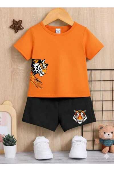 Nice Clothes Summer Children's T-Shirt Shorts Unisex (Side Tiger Print)