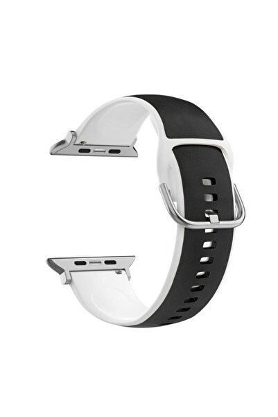 Beline Curea Apple Watch din silicon și piele 42/44/45/49mm negru-alb/negru-a...