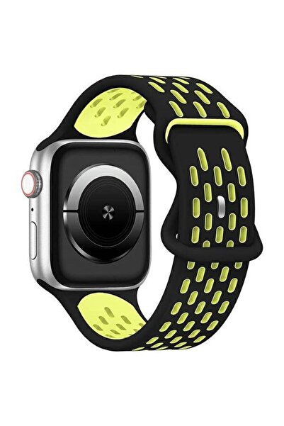 Beline Curea Apple Watch Sport din silicon nouă 42/44/45/49mm negru-galben cutie