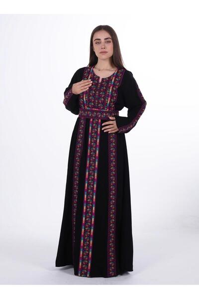 al bent al sharqieh Ladies Printed Jalabiya - Full-Sleeve crepe Dress with be...
