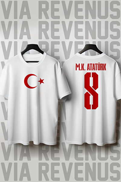 Vordevia Μπλουζάκι M. K. Atatürk με στάμπα, λαιμόκοψη ποδηλάτου, φαρδιά γραμμ...