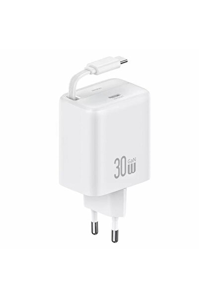 Usams 1xUSB-C retractabil PD+QC 30W Încărcare rapidă GaN alb/alb Seria YC CC2...