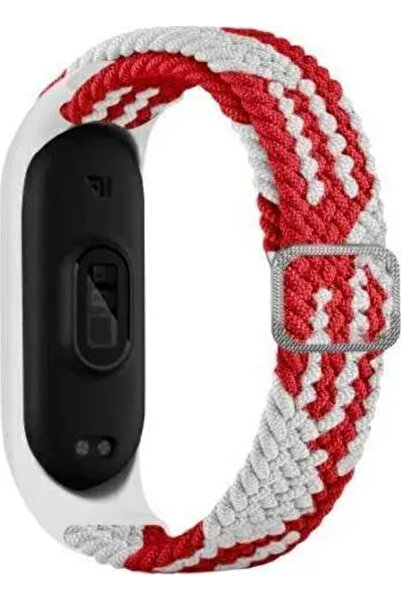 Beline Curea textilă roșu/alb pentru Mi Band 3/4