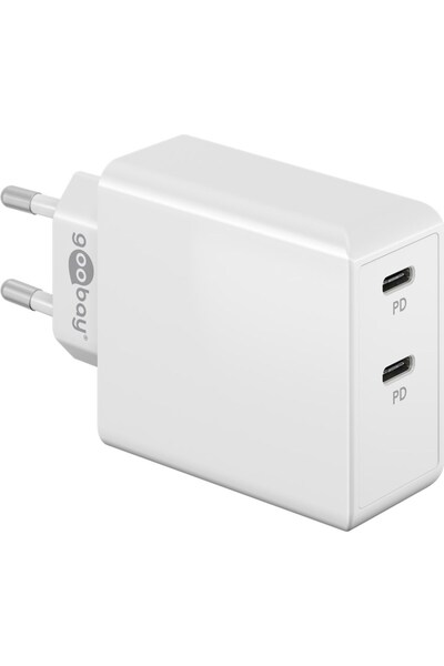 goobay Încărcător rapid dual USB-C PD (36 W), Alb, 61758