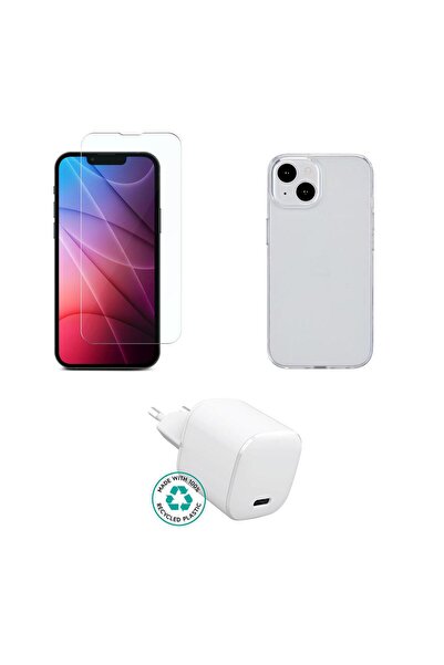 eSTUFF Kit pentru iPhone 15 Pro. Încărcător, Husă, Sticlă. Cutie maro.