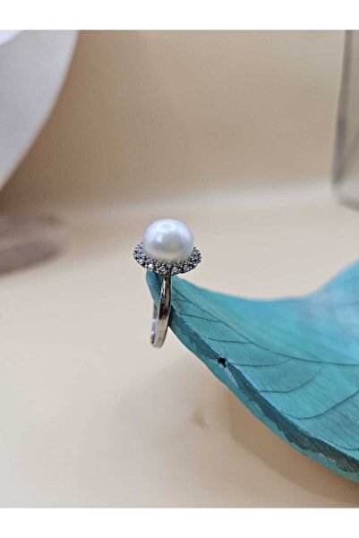 İNCİORA JEWELRY Gerçek Doğal İnci Zirkon Taşlı Yüzük