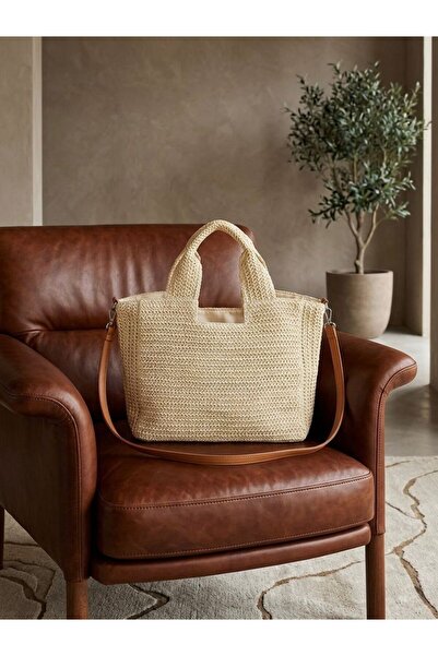 Mortanya Γυναικεία τσάντα ώμου Perla Imported Straw Cross Strap