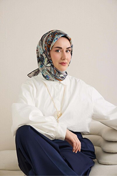 Silk Home Tivil Μετάξι Κασκόλ IST 11504- 26 Ασημί έθνικ σχέδιο