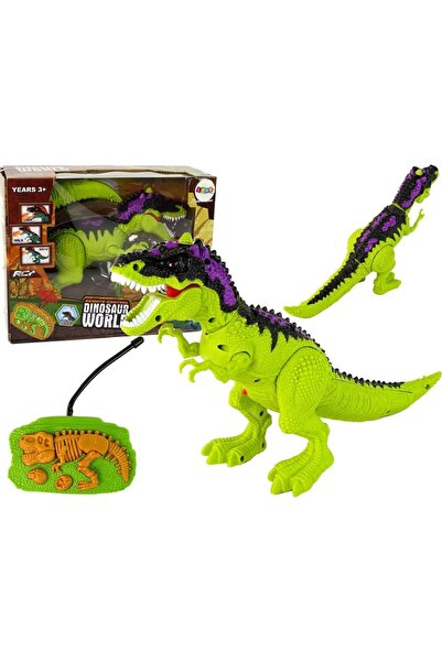 LeanToys Dinozaur verde telecomandat cu lumini și sunete