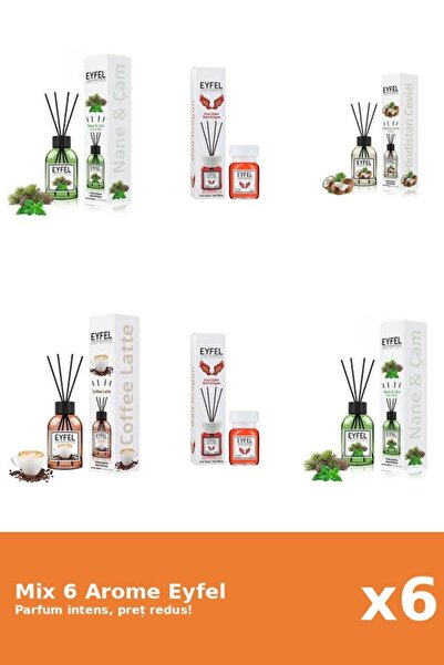 Eyfel Set 6 Mix Eyfel: 1x Cafea, 1x Nuca De Cocos, 2x Pin Si Menta, 2x Red Dr...