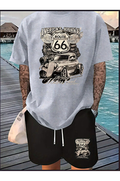 Joetsu Cotton fabric men's t-shirt-black shorts set
