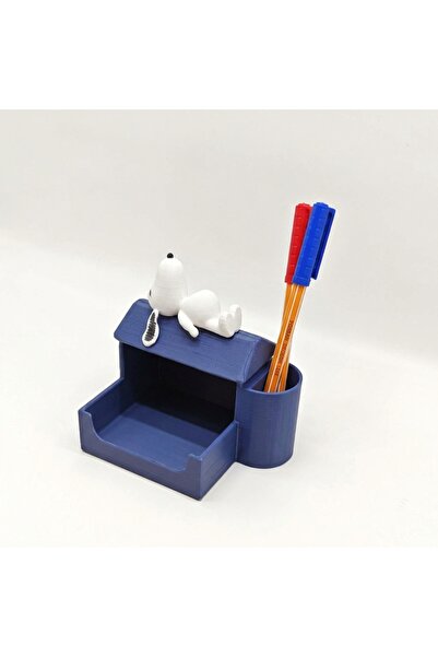 perim3d Snoopy Notluk Standı - Kalemlikli Kulübe Tasarımlı Masaüstü Not Kağıd...