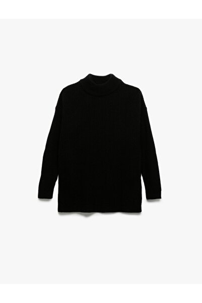 Koton Long Sleeve Stand Collar Oversize Knitted Sweater