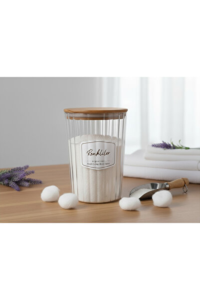 zezedesing Οβάλ βάζο απορρυπαντικού με ξύλινο καπάκι, δοχείο αποθήκευσης 2,3 ...