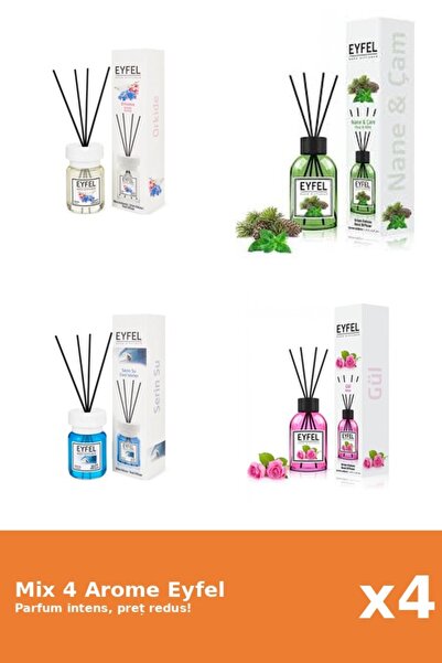 Eyfel Set 4 Mix Eyfel: 1x Cool Water, 1x Orhidee, 1x Pin Si Menta, 1x Trandafir