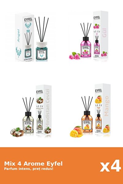 Eyfel Set 4 Mix Eyfel: 1x Angel, 1x Mango, 1x Nuca De Cocos, 1x Trandafir