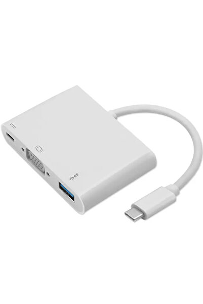Qoltec Cablu 3.1 TypecM/VGA F+USB 3.0+USB C
